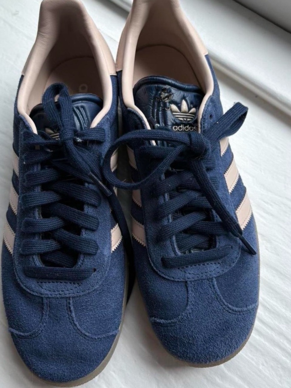 adidas Navy Suede Sneakers with Light Pink /Cream Lining